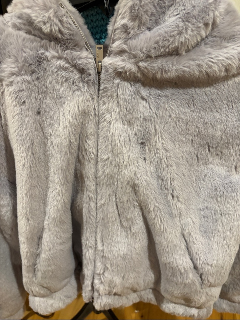 UGG-Mandy Faux Fur Zip Hoodie-Cloudy Grey - Picture 4 of 6